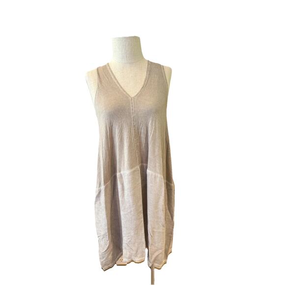 Lauren Vidal Tank Dress Womens Small Beige Sleeveless V Neck Outdoor Pullover - Picture 1 of 9